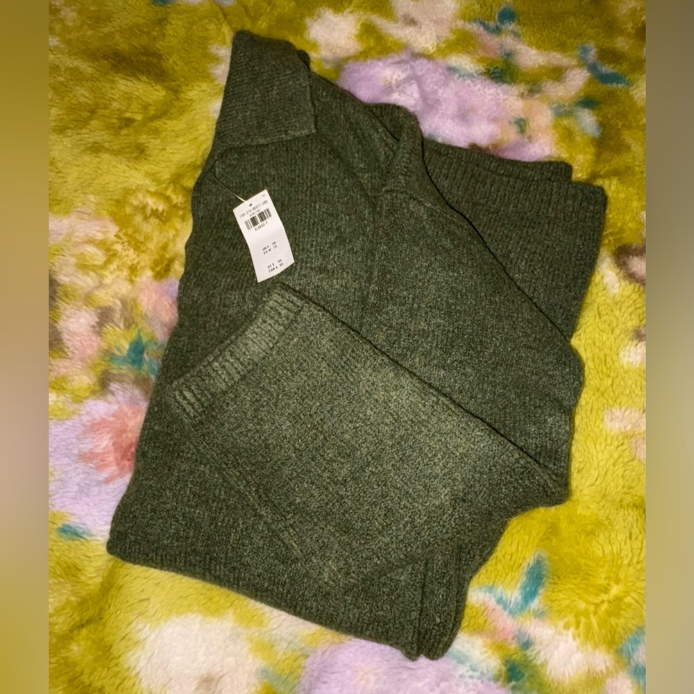 Abercrombie & Fitch Dark Green Collared Mini Sweater Dress NWT XL